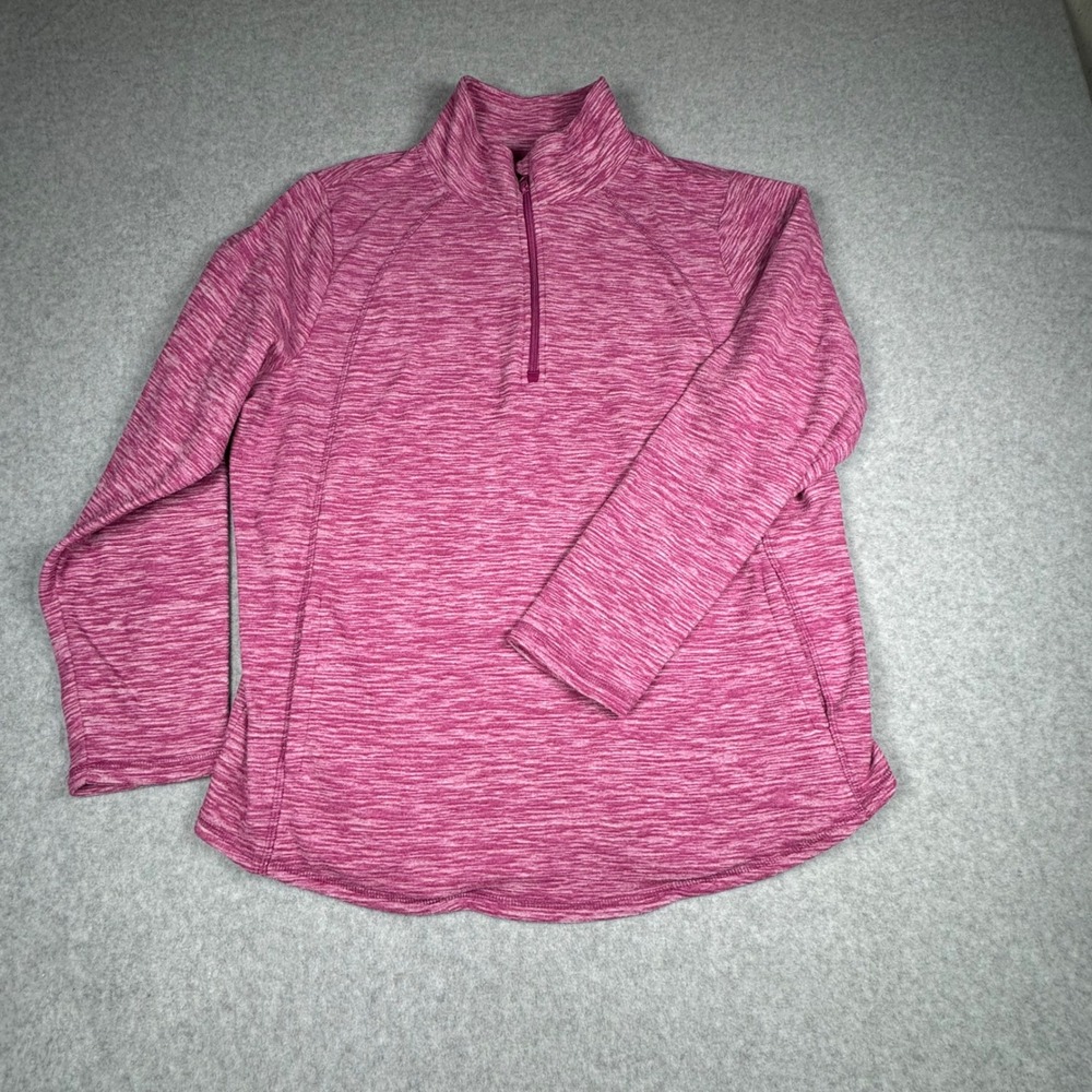 St. Johns Bay Classic Quarter Zip Pullover Pink Space Dye XL Womens Pocket Top